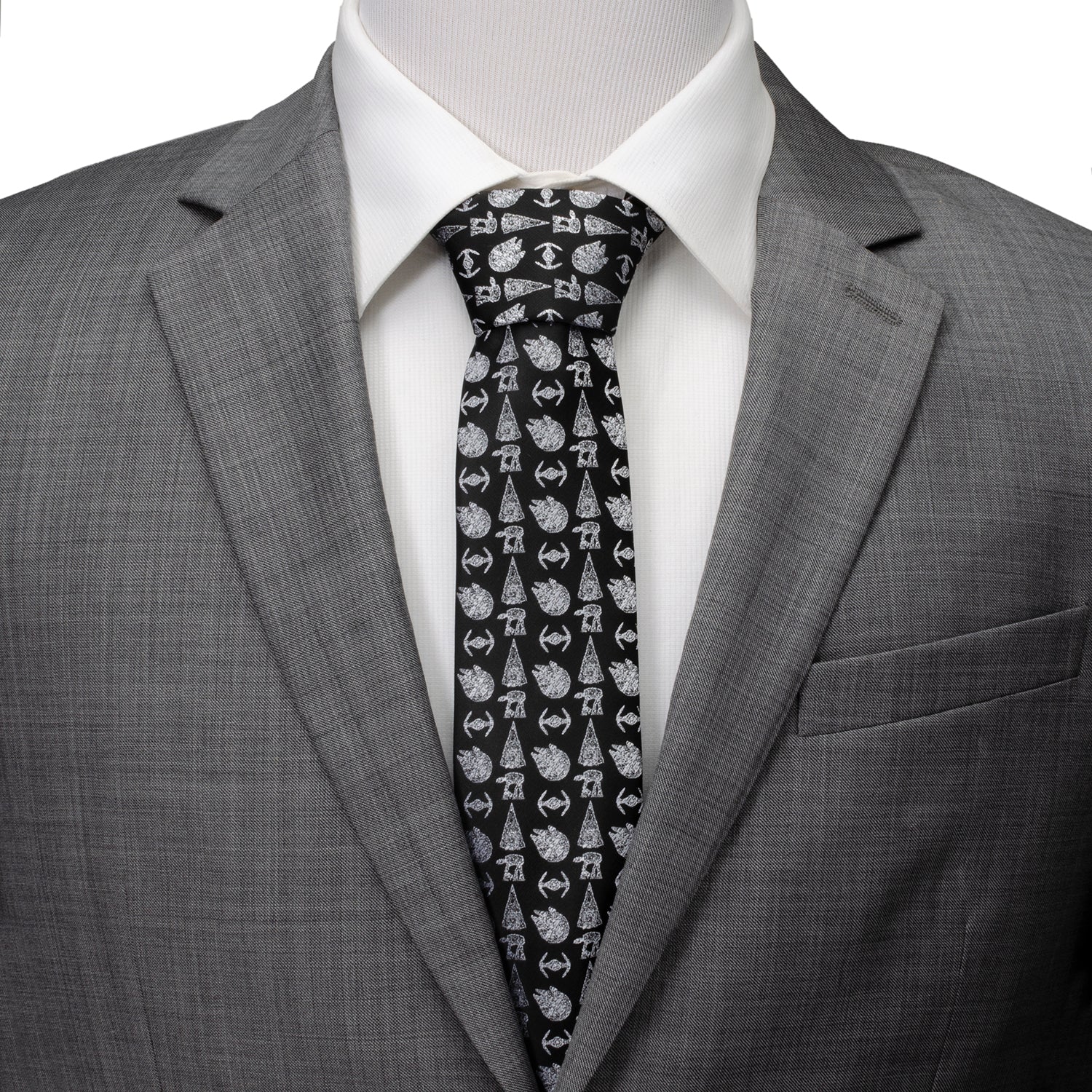 Star Wars Galactic Ships Pattern Men's Necktie in Black