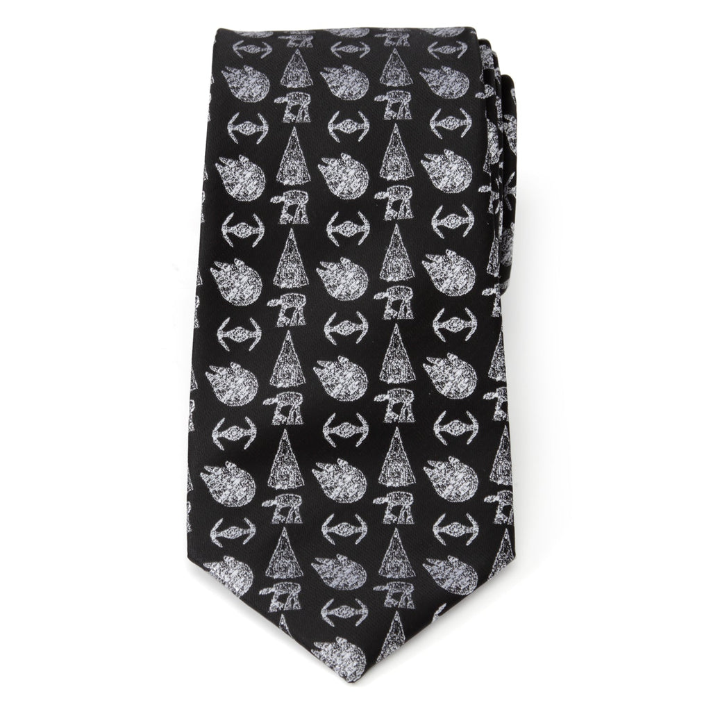 Star Wars Galactic Ships Pattern Men's Necktie in Black