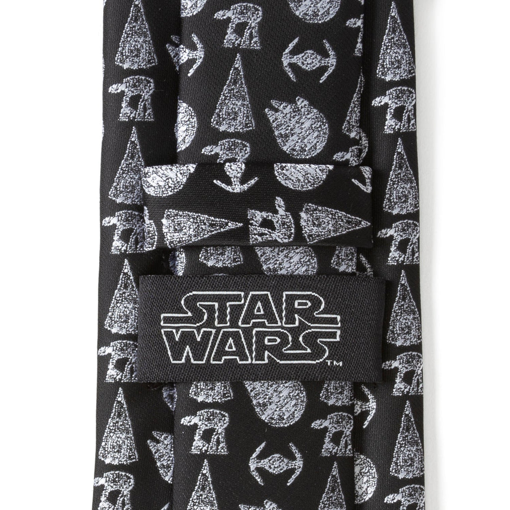 Star Wars Galactic Ships Pattern Men's Necktie in Black
