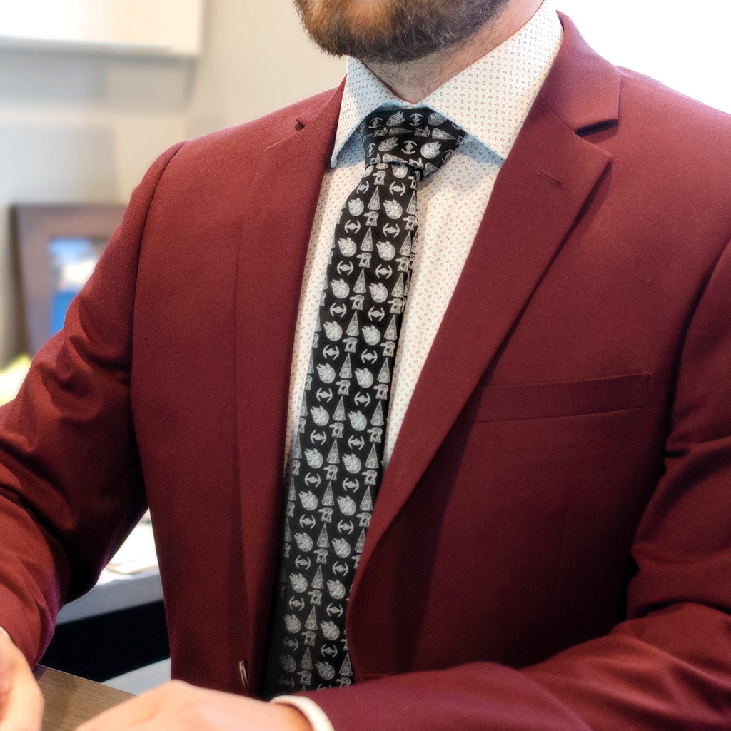 Star Wars Galactic Ships Pattern Men's Necktie in Black