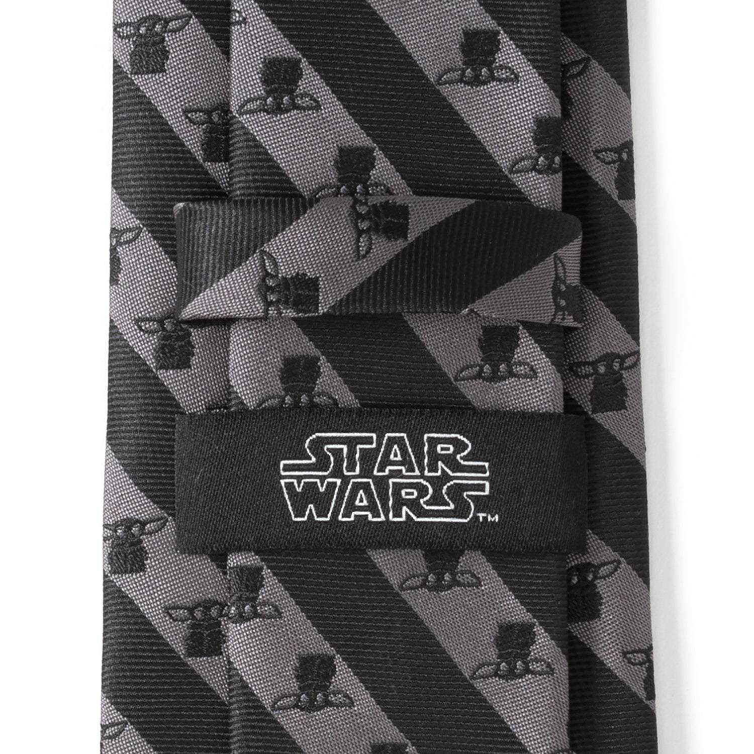 Star Wars Grogu Striped Necktie in Black and Gray - Image 5