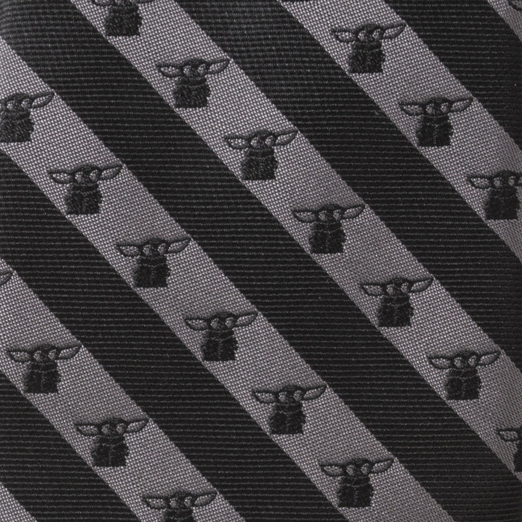 Star Wars Grogu Striped Necktie in Black and Gray - Image 6