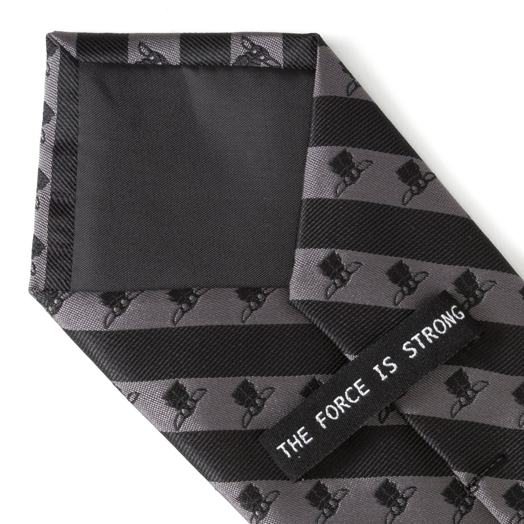 Star Wars Grogu Striped Necktie in Black and Gray - Image 7