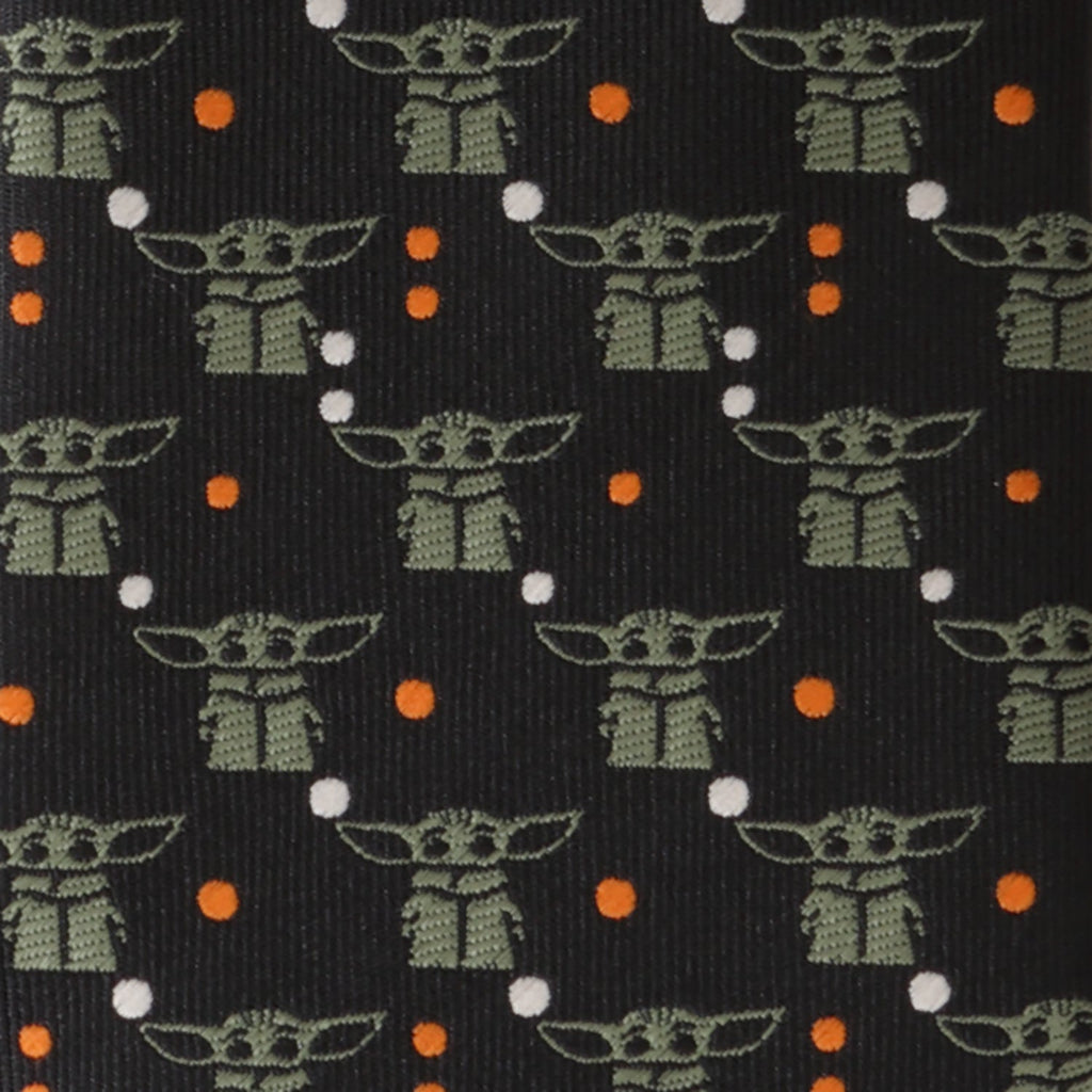 Star Wars Grogu Dotted Necktie in Black and Orange - Image 5