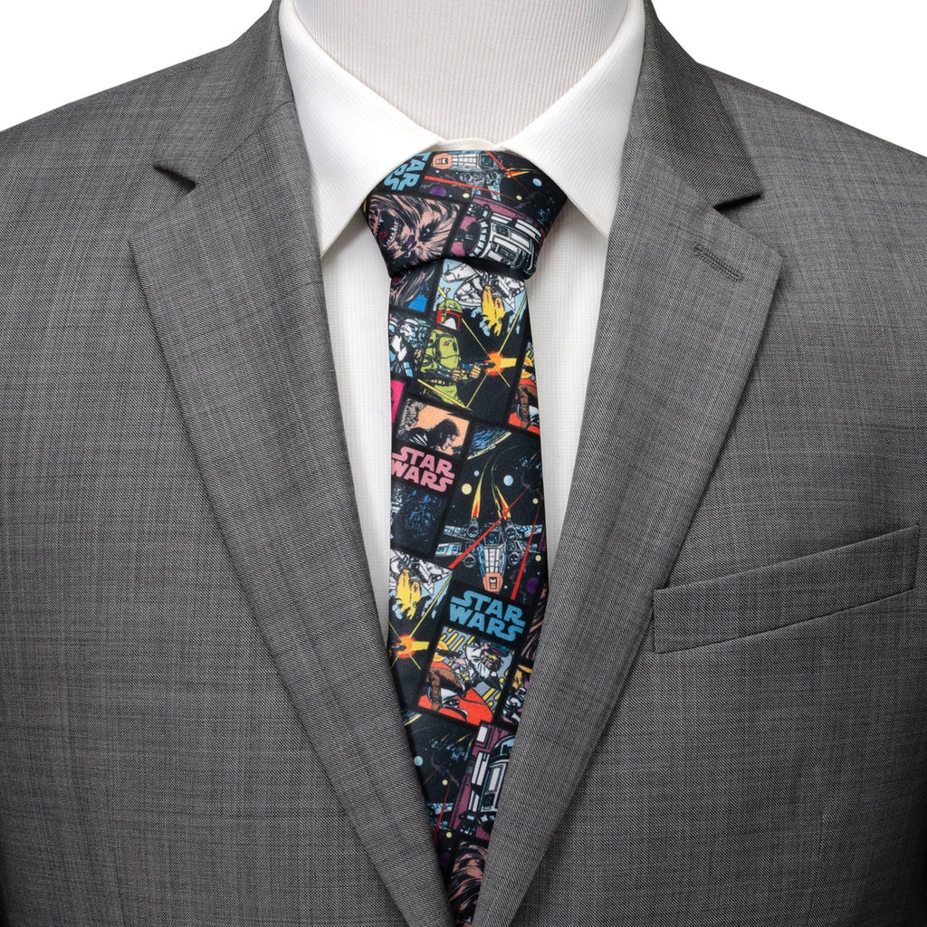 Star Wars Comic Book Print Necktie in Black - Image 2