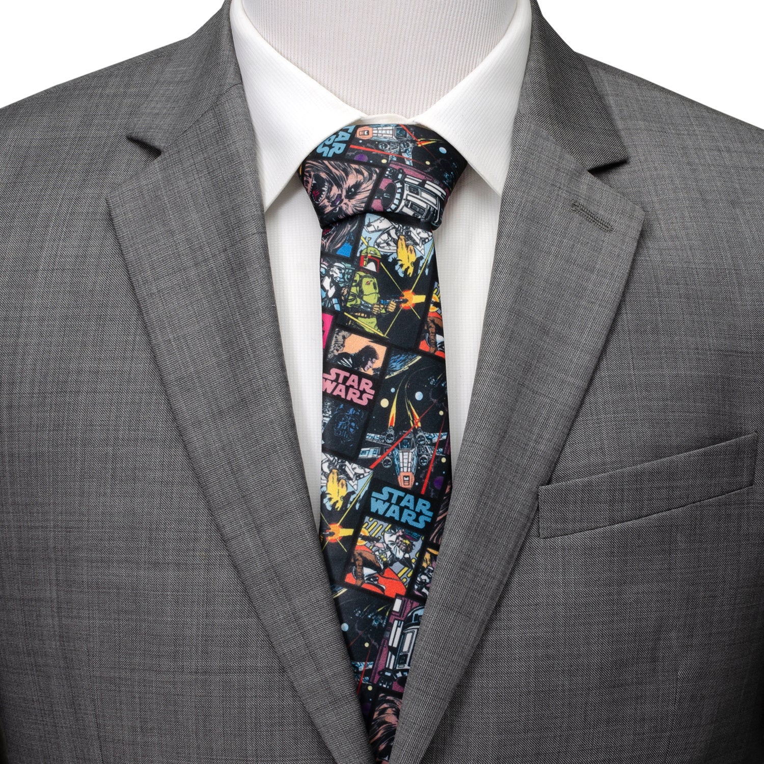 Star Wars Comic Book Print Necktie in Black - Image 2