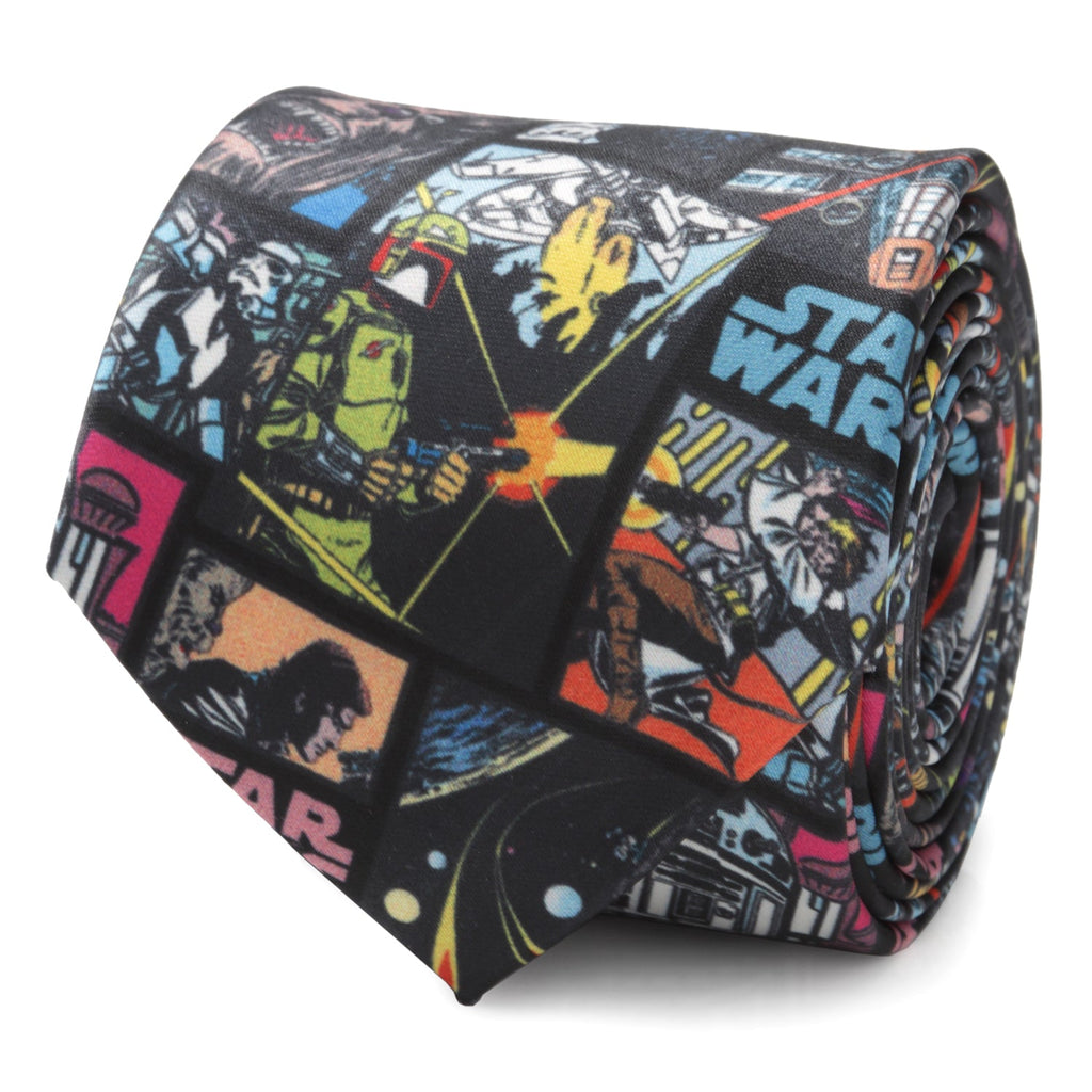 Star Wars Comic Book Print Necktie in Black - Image 3
