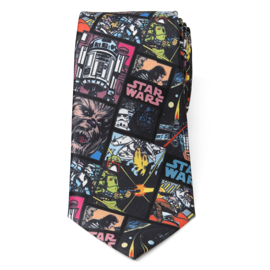 Star Wars Comic Book Print Necktie in Black - Image 4