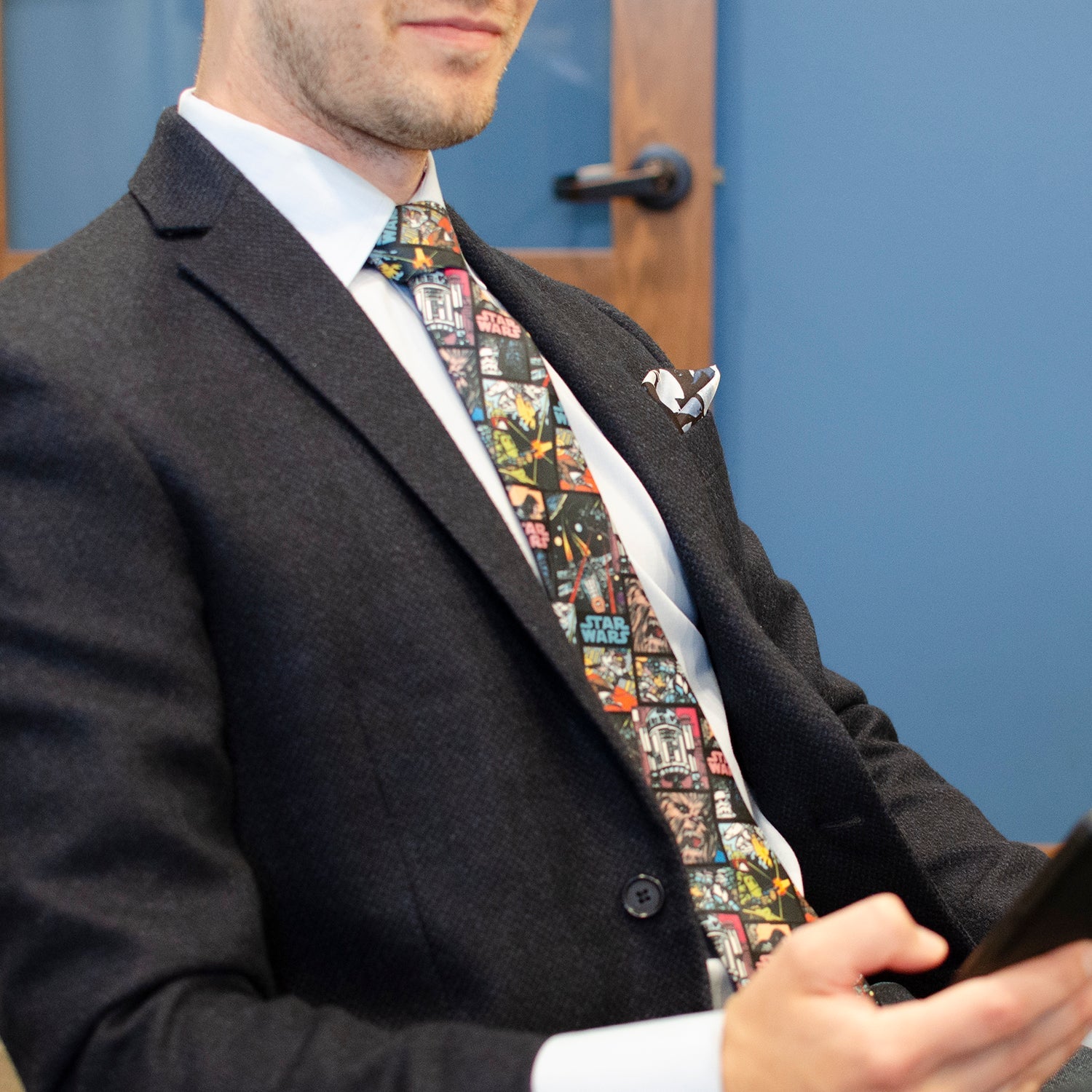 Star Wars Comic Book Print Necktie in Black - Image 8