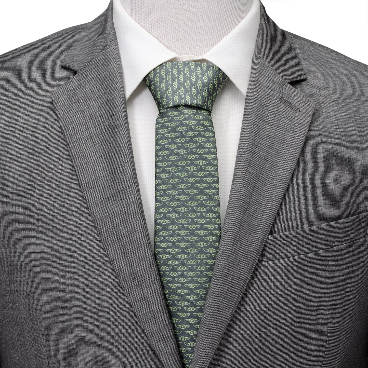 Star Wars Grogu Gray Patterned Necktie for Fans - Image 2