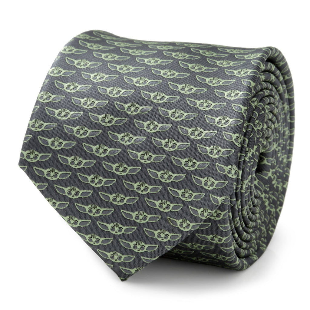 Star Wars Grogu Gray Patterned Necktie for Fans - Image 3