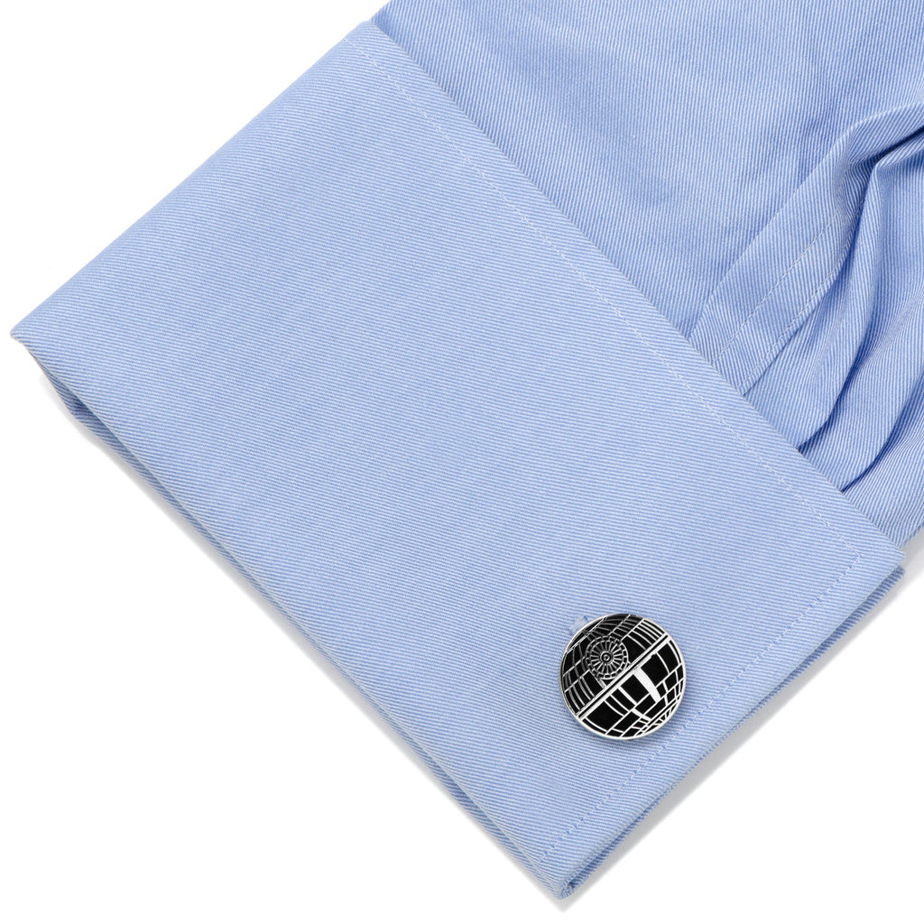 Star Wars Death Star Recessed Matte Cufflinks in Silver and Black - Image 3
