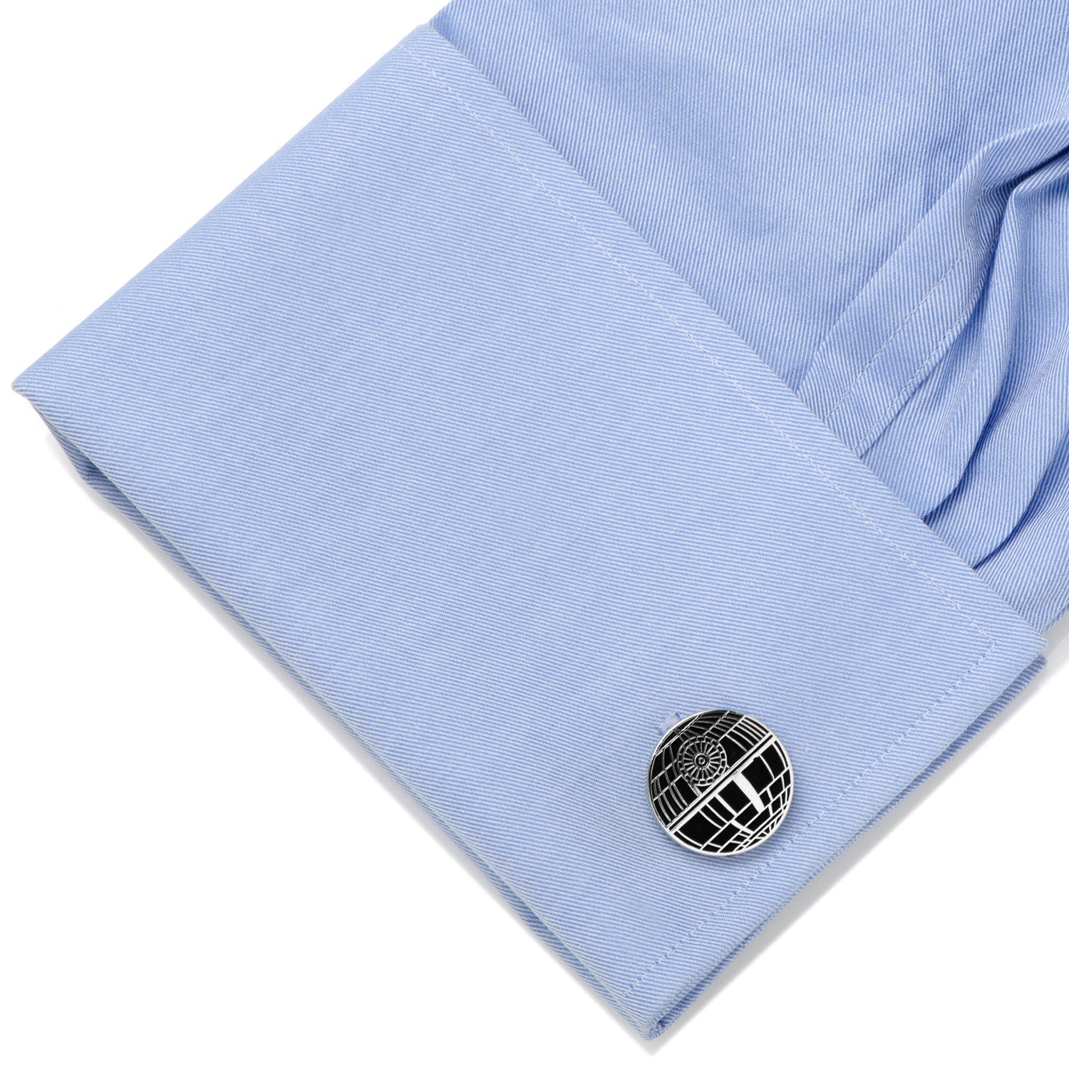 Star Wars Death Star Recessed Matte Cufflinks in Silver and Black - Image 3