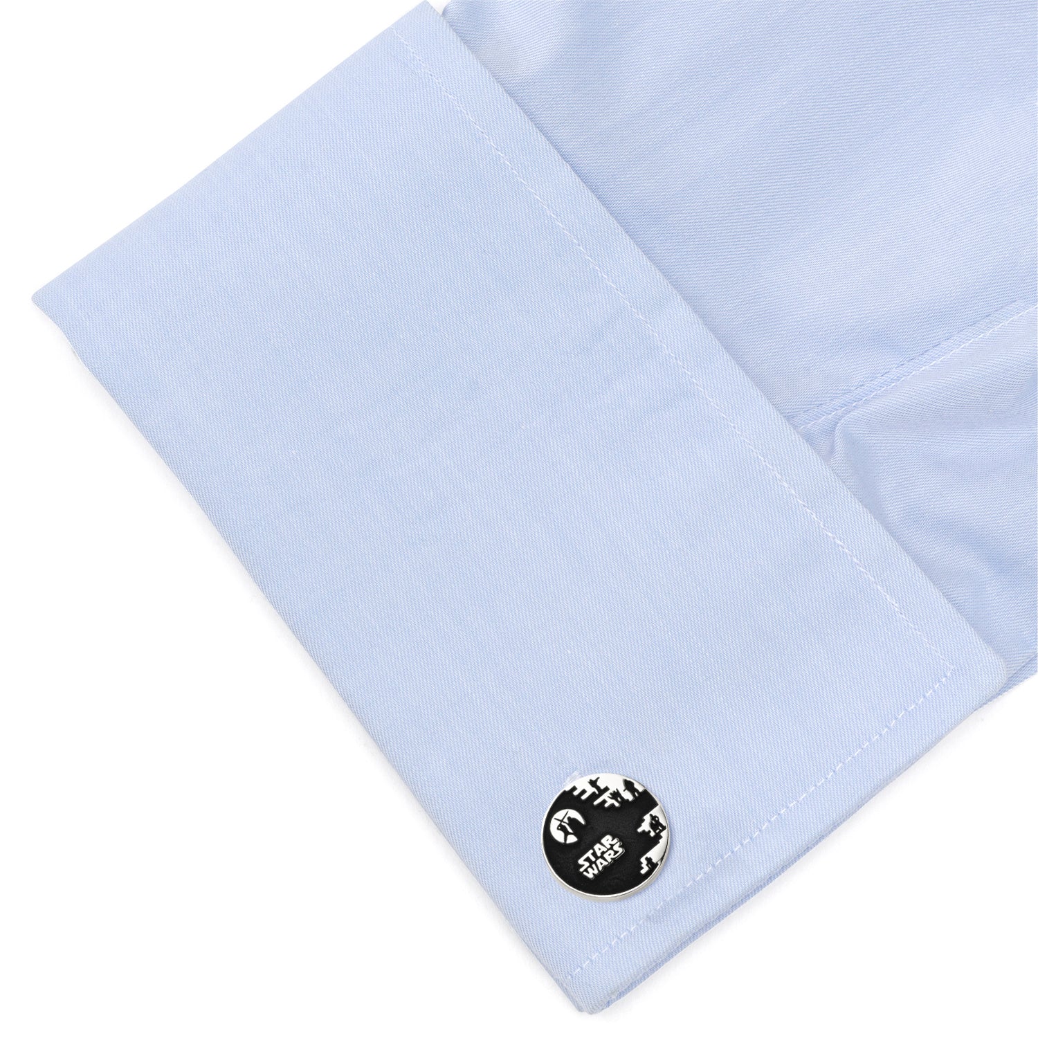 Star Wars Death Star Graphic Cufflinks in Black and Silver - Image 3