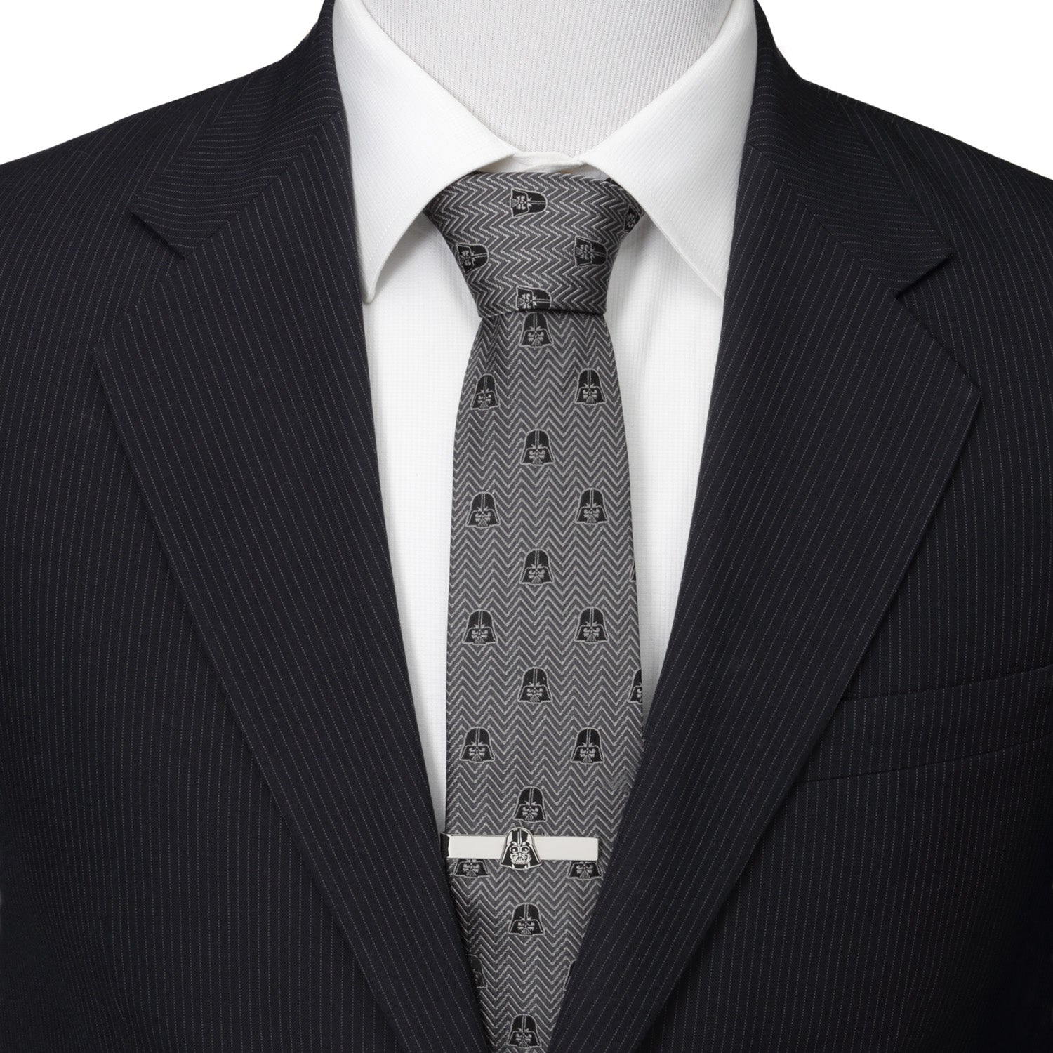 Star Wars Darth Vader Herringbone Tie in Black and Gray Silk - Image 2