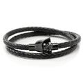Darth Vader helmet magnetic clasp on a black braided leather double wrap bracelet