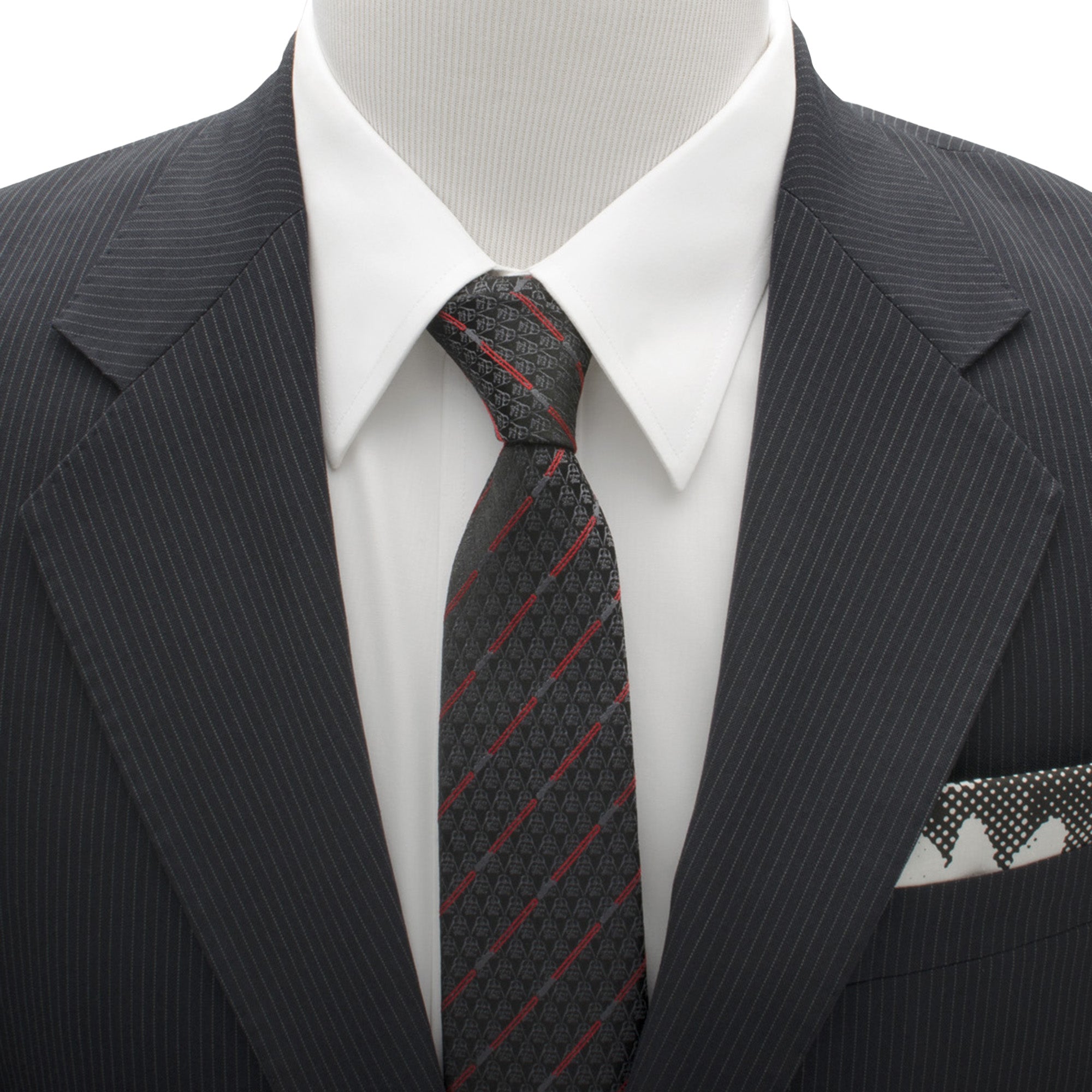 Star Wars Darth Vader Lightsaber Stripe Silk Tie in Black Red - Image 2