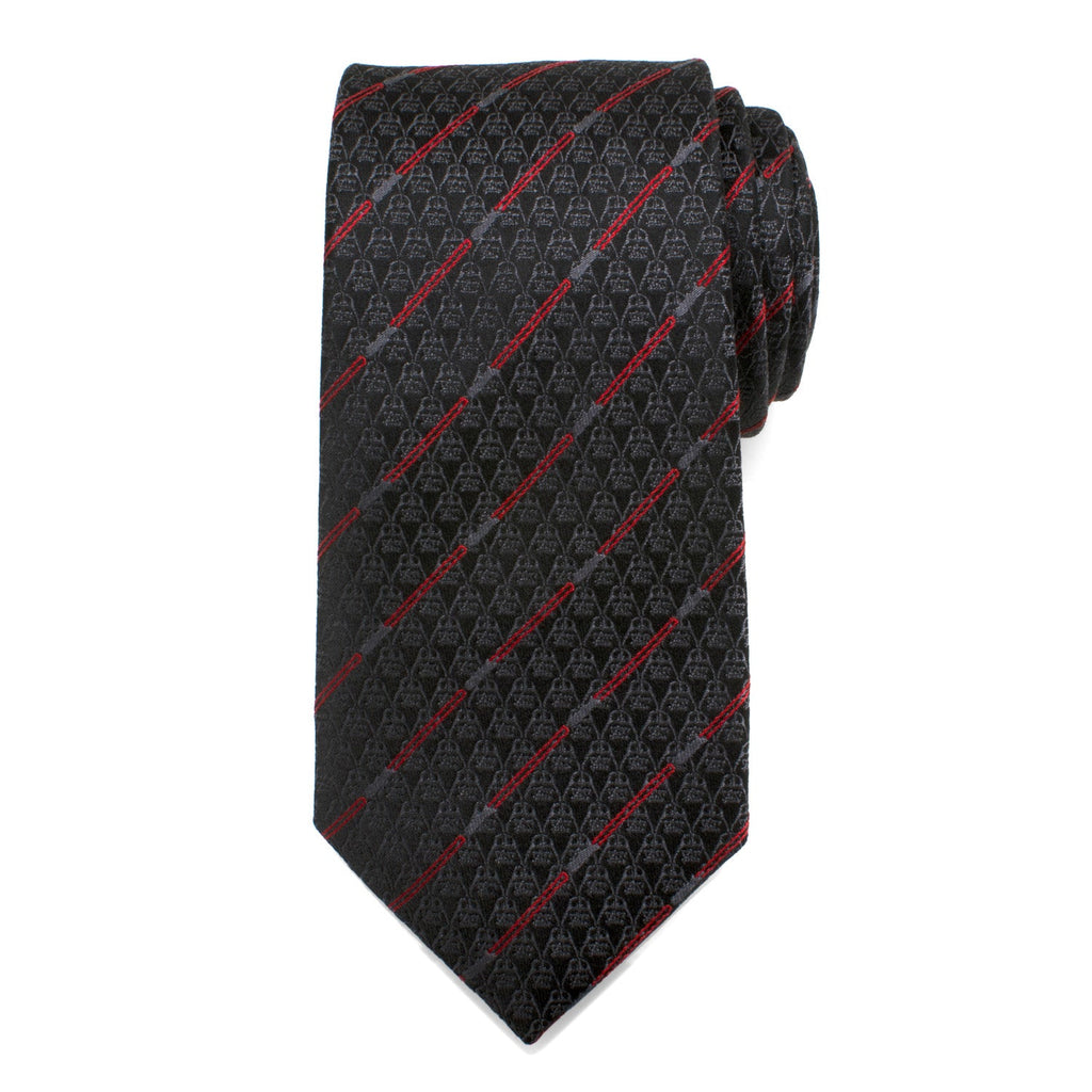 Star Wars Darth Vader Lightsaber Stripe Silk Tie in Black Red - Image 3