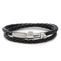 Darth Vader lightsaber design silver-tone clasp on a braided black leather bracelet