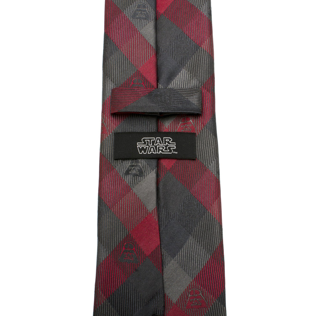 Star Wars Darth Vader Plaid Necktie in Black Red and Gray - Image 4