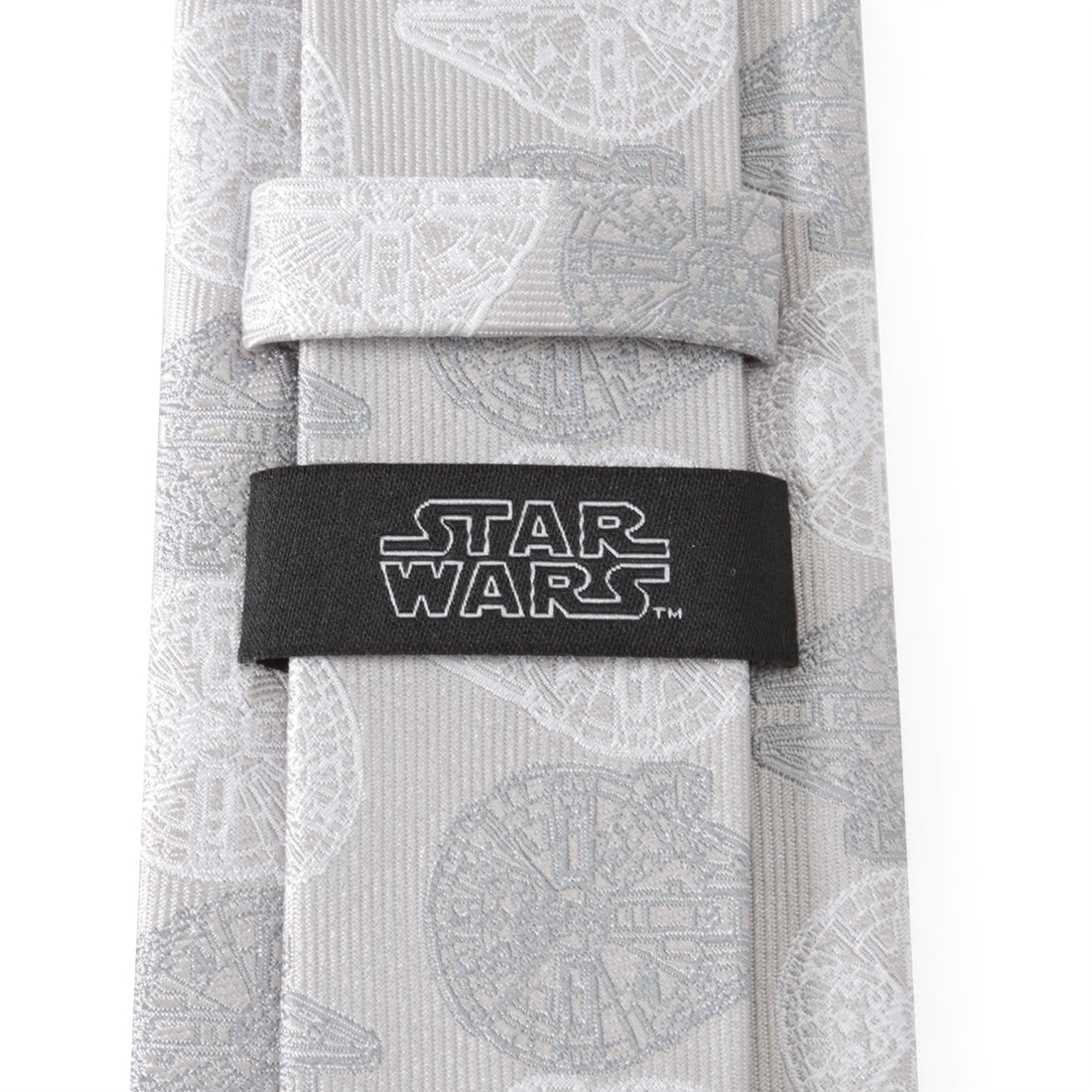 Star Wars Millennium Falcon White and Gray Pattern Silk Tie - Image 4