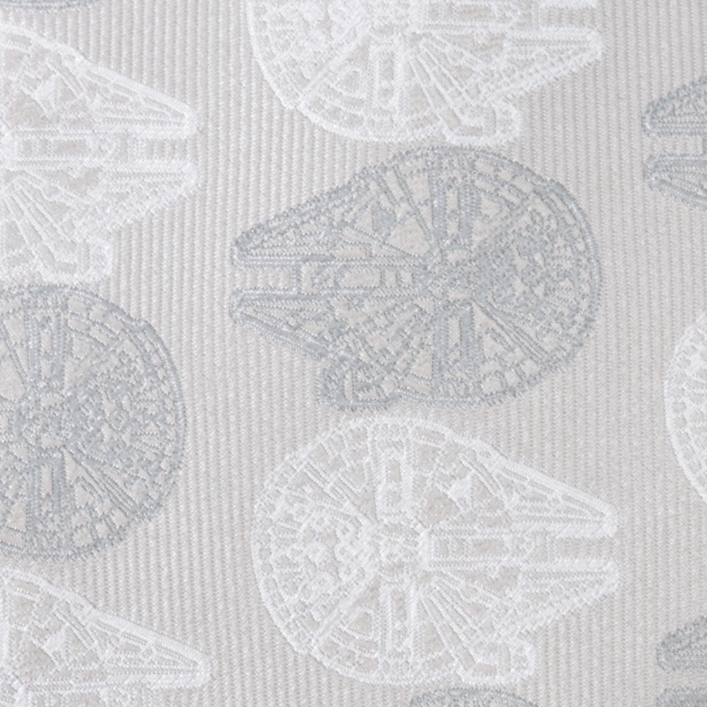 Star Wars Millennium Falcon White and Gray Pattern Silk Tie - Image 5