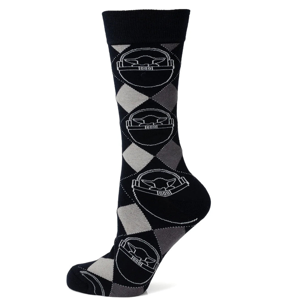Star Wars Grogu Charcoal Gray Argyle Socks and Lapel Pin Set - Image 2