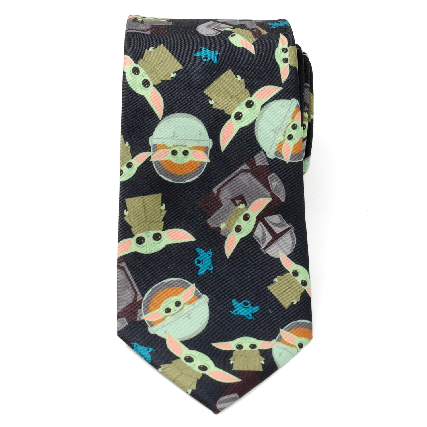 Mando and Grogu Navy Blue Star Wars The Mandalorian Necktie - Image 3