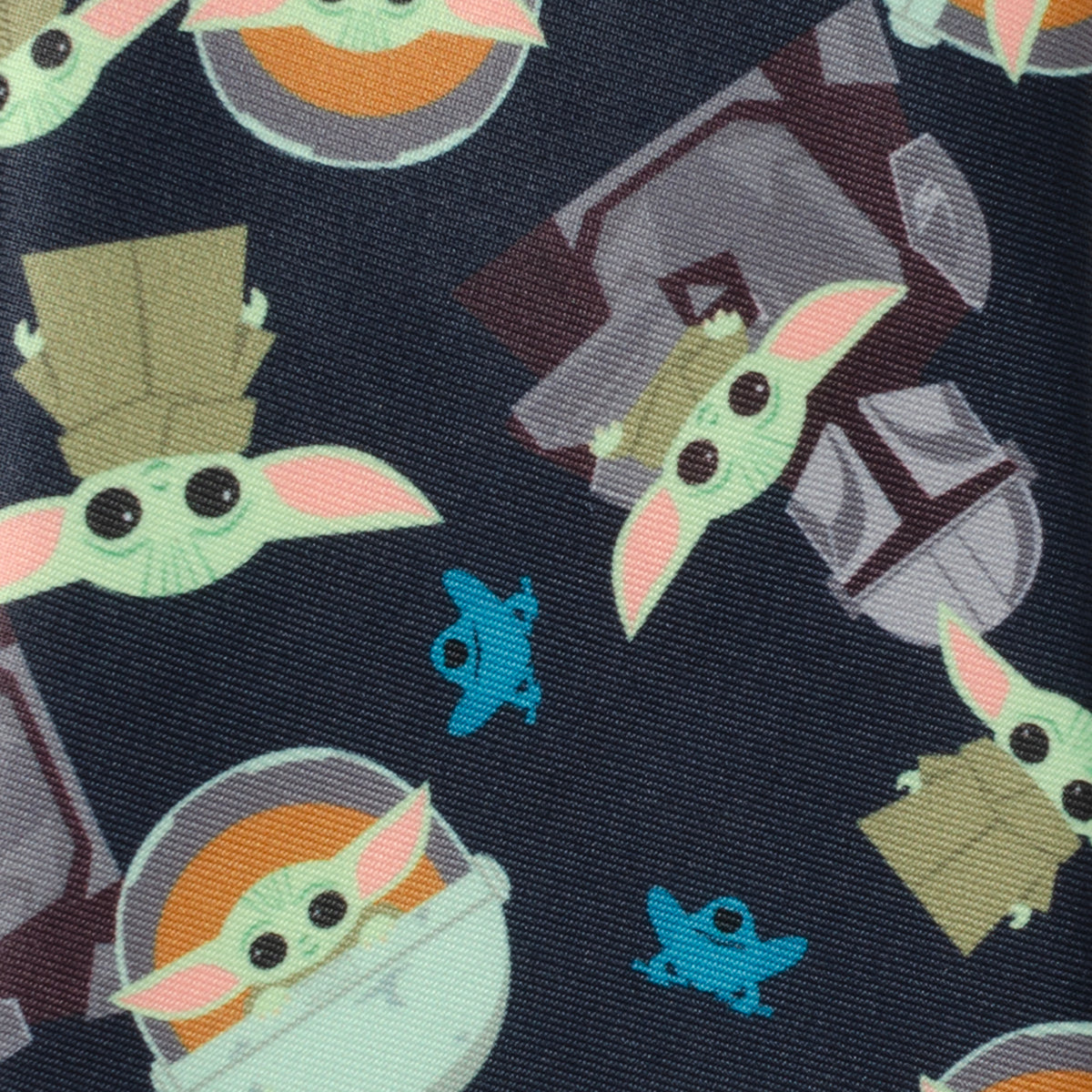 Mando and Grogu Navy Blue Star Wars The Mandalorian Necktie - Image 4