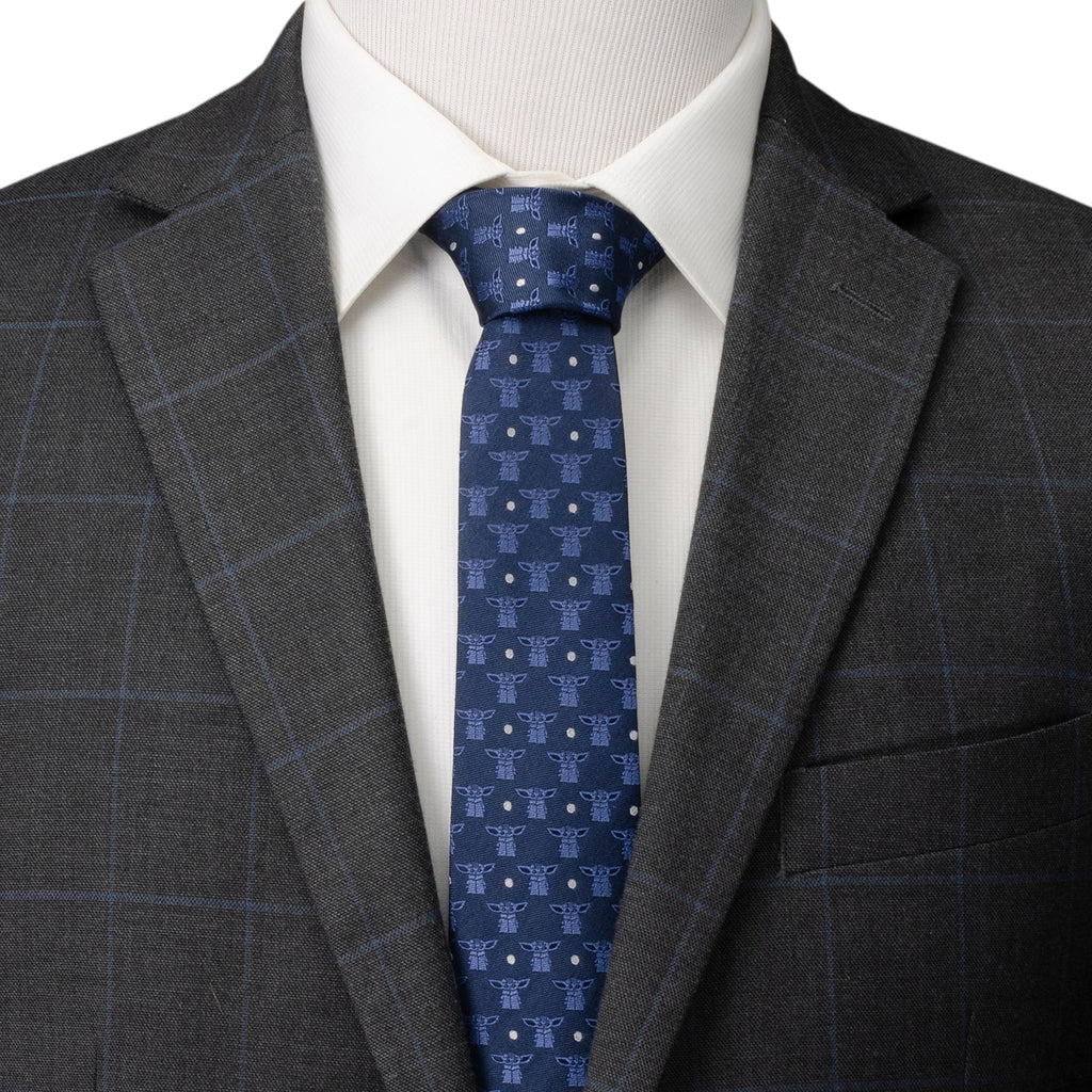 Star Wars Grogu Navy Blue Silk Blend Tie with Dot Pattern - Image 2