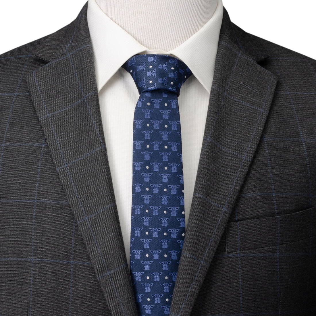 Star Wars Grogu Navy Blue Silk Blend Tie with Dot Pattern - Image 2