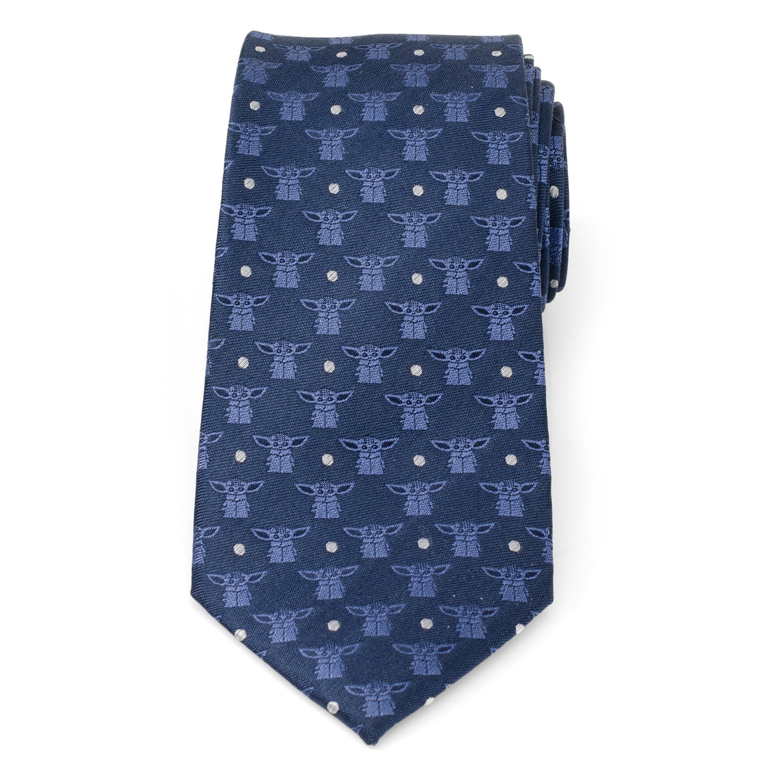 Star Wars Grogu Navy Blue Silk Blend Tie with Dot Pattern - Image 3