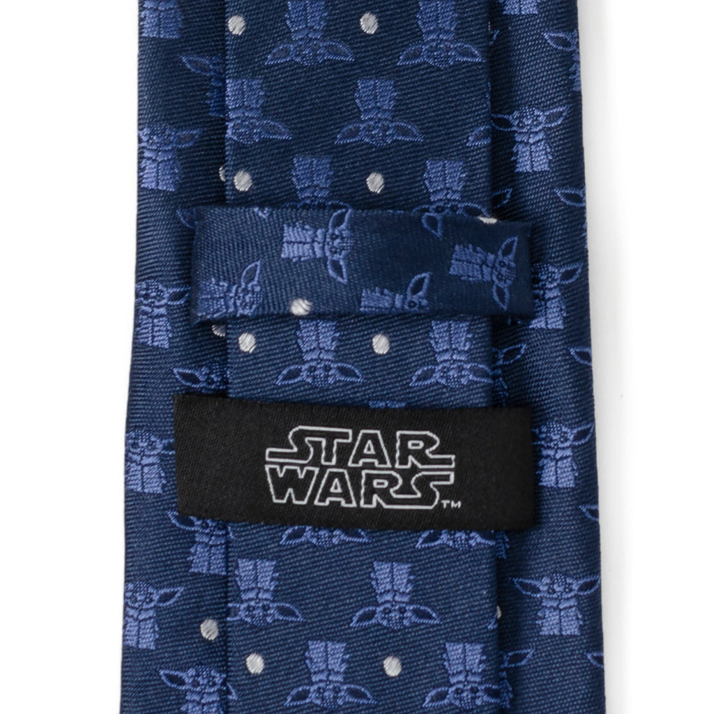 Star Wars Grogu Navy Blue Silk Blend Tie with Dot Pattern - Image 4