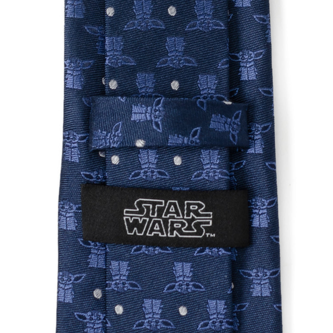 Star Wars Grogu Navy Blue Silk Blend Tie with Dot Pattern - Image 4