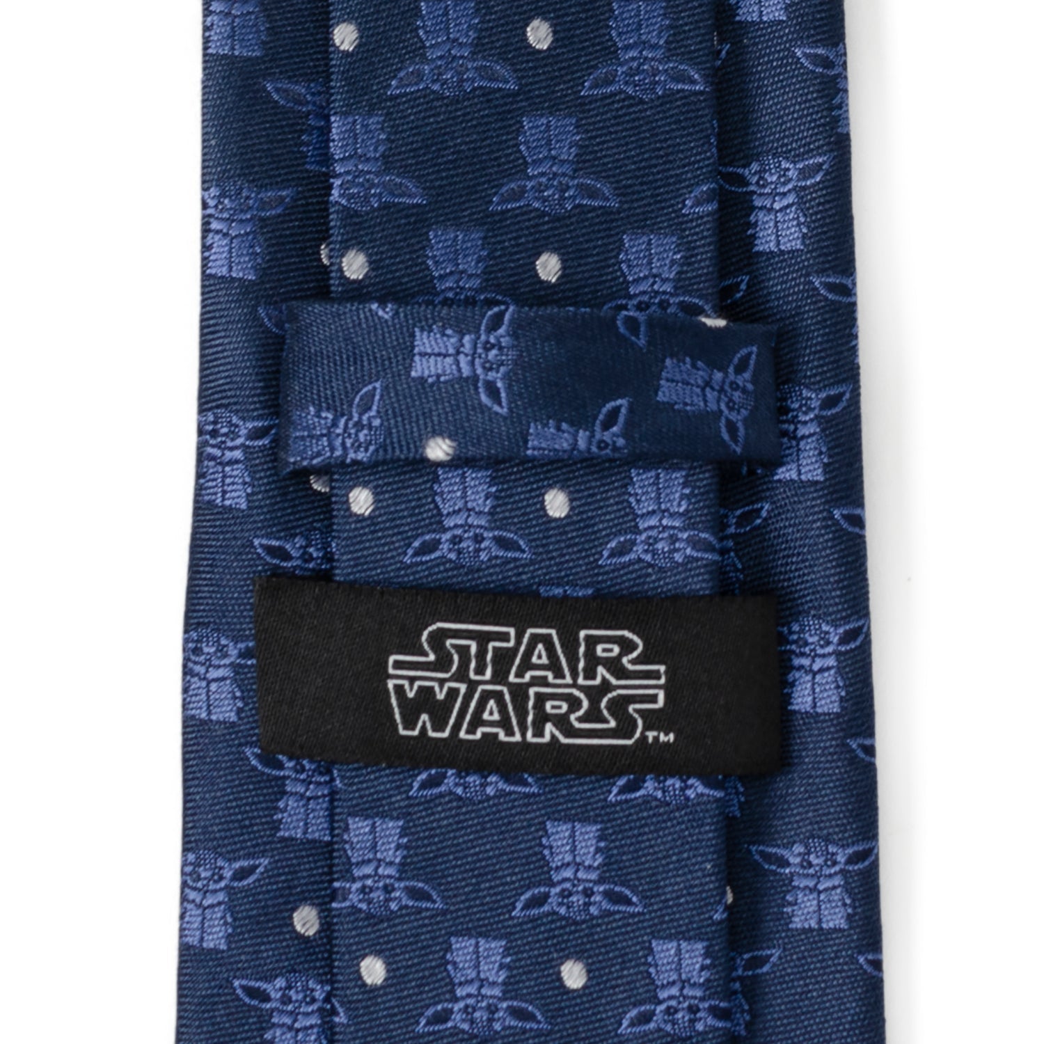 Star Wars Grogu Navy Blue Silk Blend Tie with Dot Pattern - Image 4