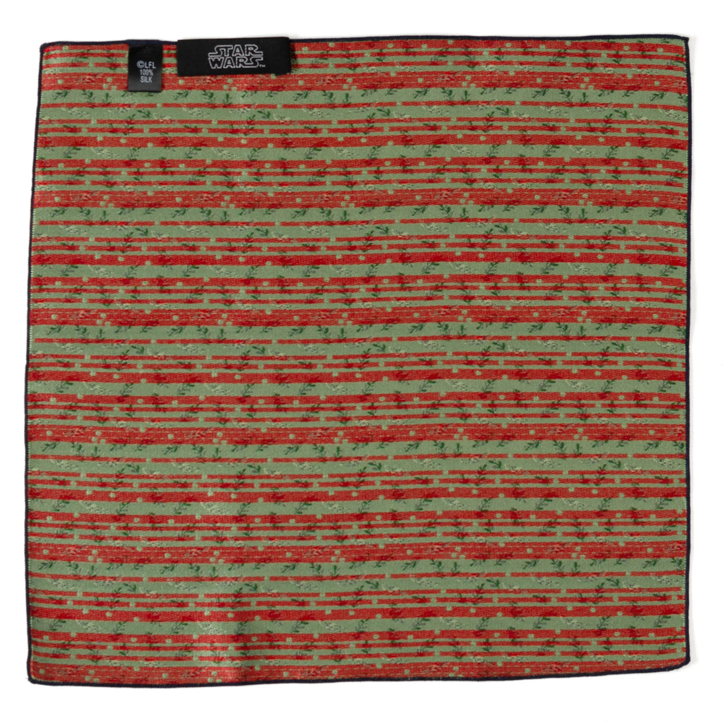 Grogu Holiday Navy Pocket Square with Holly and Berry Print - Image 3