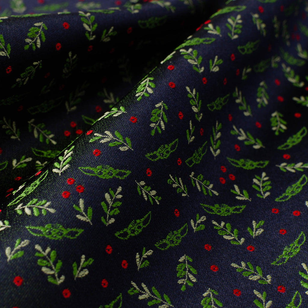 Grogu Holiday Navy Pocket Square with Holly and Berry Print - Image 5