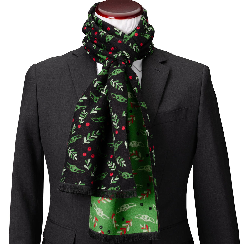 Star Wars Grogu Holiday Merino Wool Scarf in Black and Green - Image 2