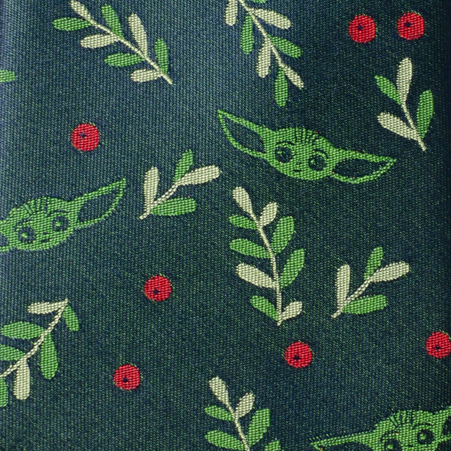 Star Wars Grogu Holiday Necktie Navy Green Red Festive Silk Blend - Image 4
