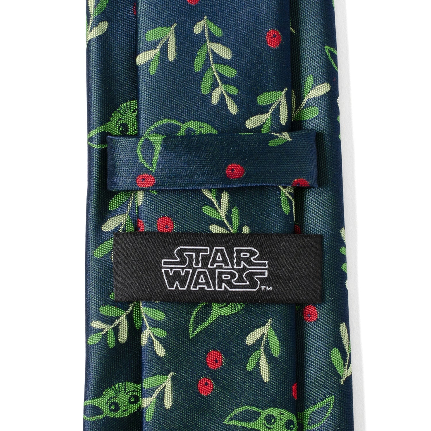 Star Wars Grogu Holiday Necktie Navy Green Red Festive Silk Blend - Image 5