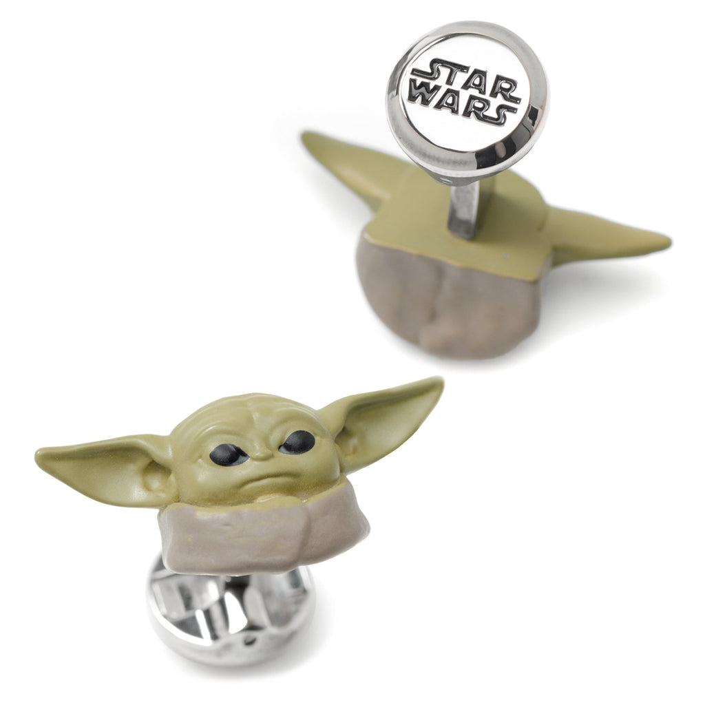 Star Wars Grogu 3D Cufflinks Green and Silver Mandalorian - Image 2