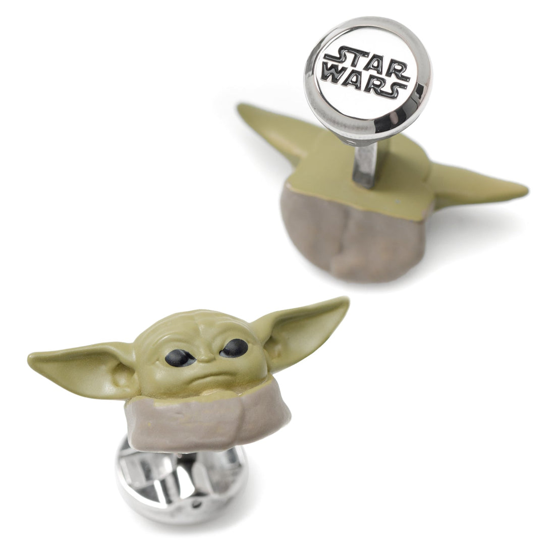 Star Wars Grogu 3D Cufflinks Green and Silver Mandalorian - Image 2
