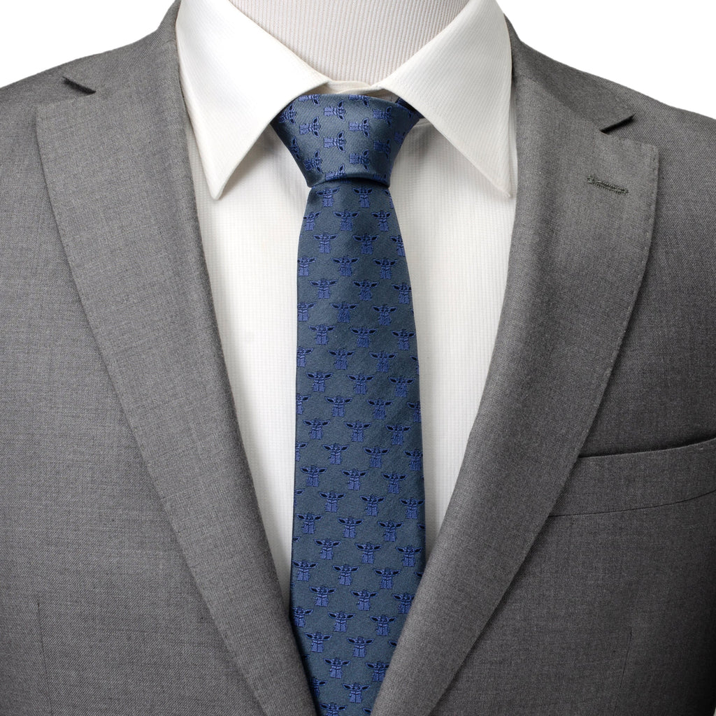 Star Wars Grogu Blue Tonal Silk Men's Necktie - Image 2