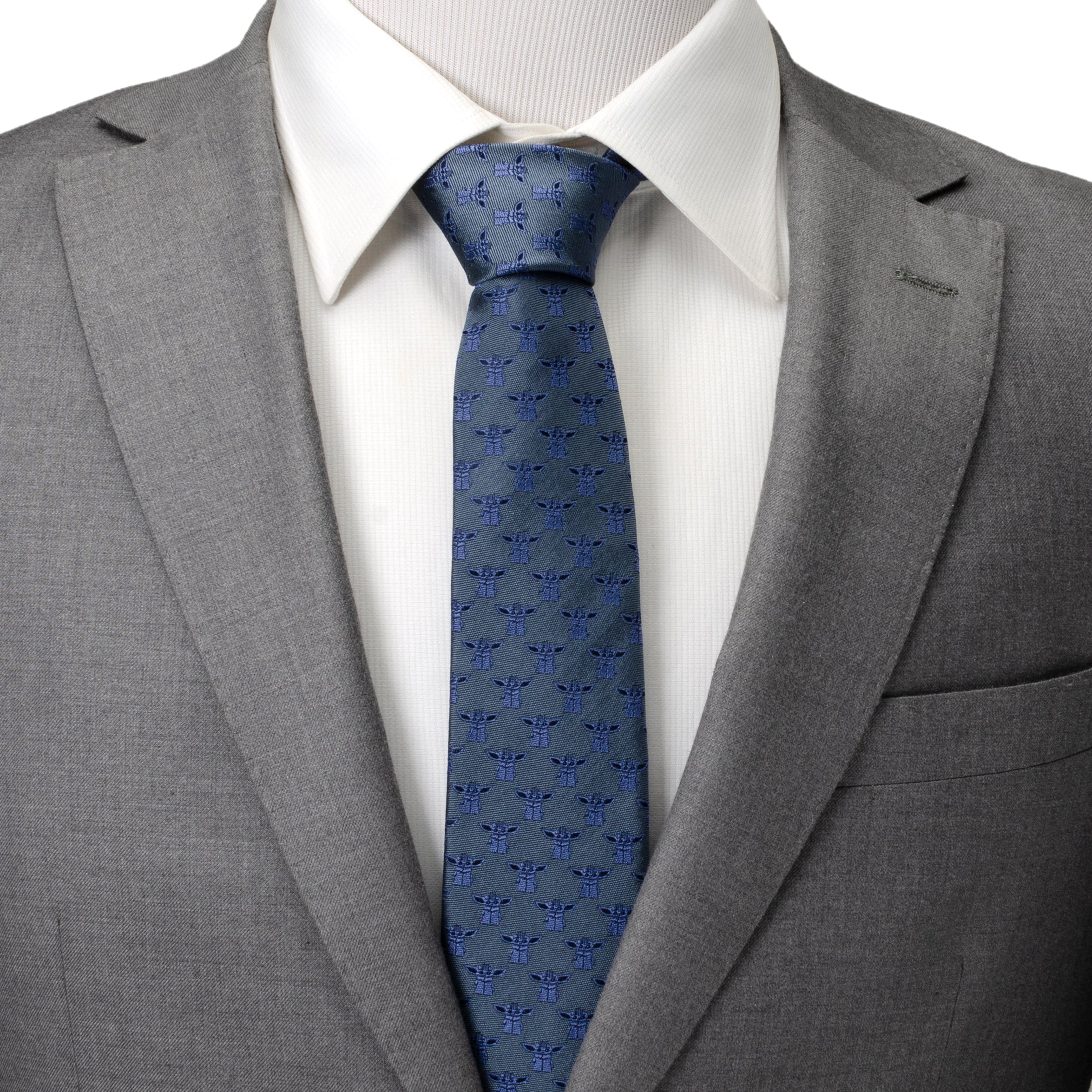 Star Wars Grogu Blue Tonal Silk Men's Necktie - Image 2