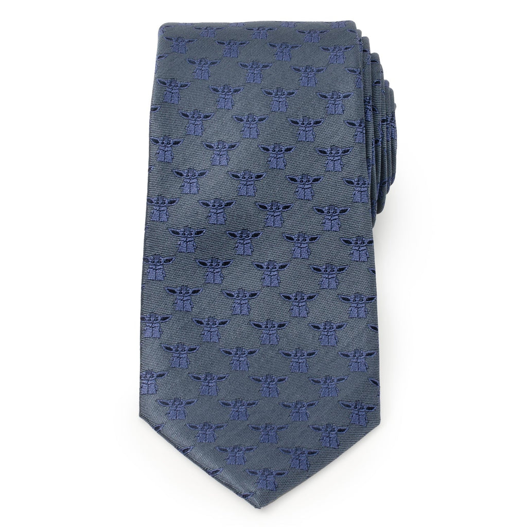 Star Wars Grogu Blue Tonal Silk Men's Necktie - Image 3