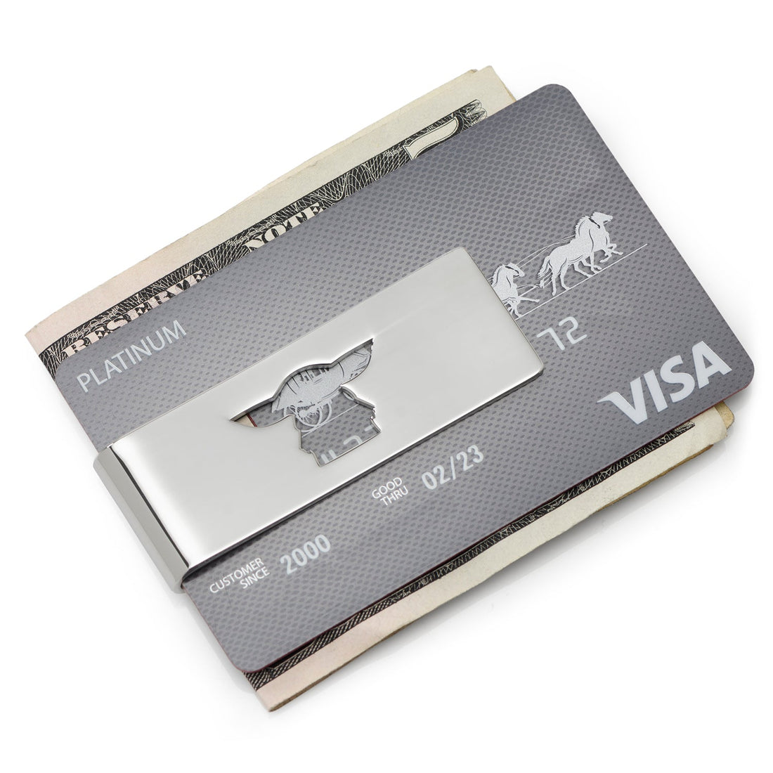 Star Wars Grogu Cutout Silver Tone Metal Money Clip - Image 2