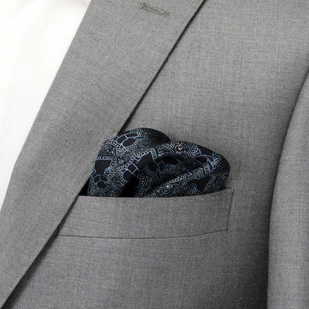 Star Wars Grogu Outline Navy Blue Pocket Square