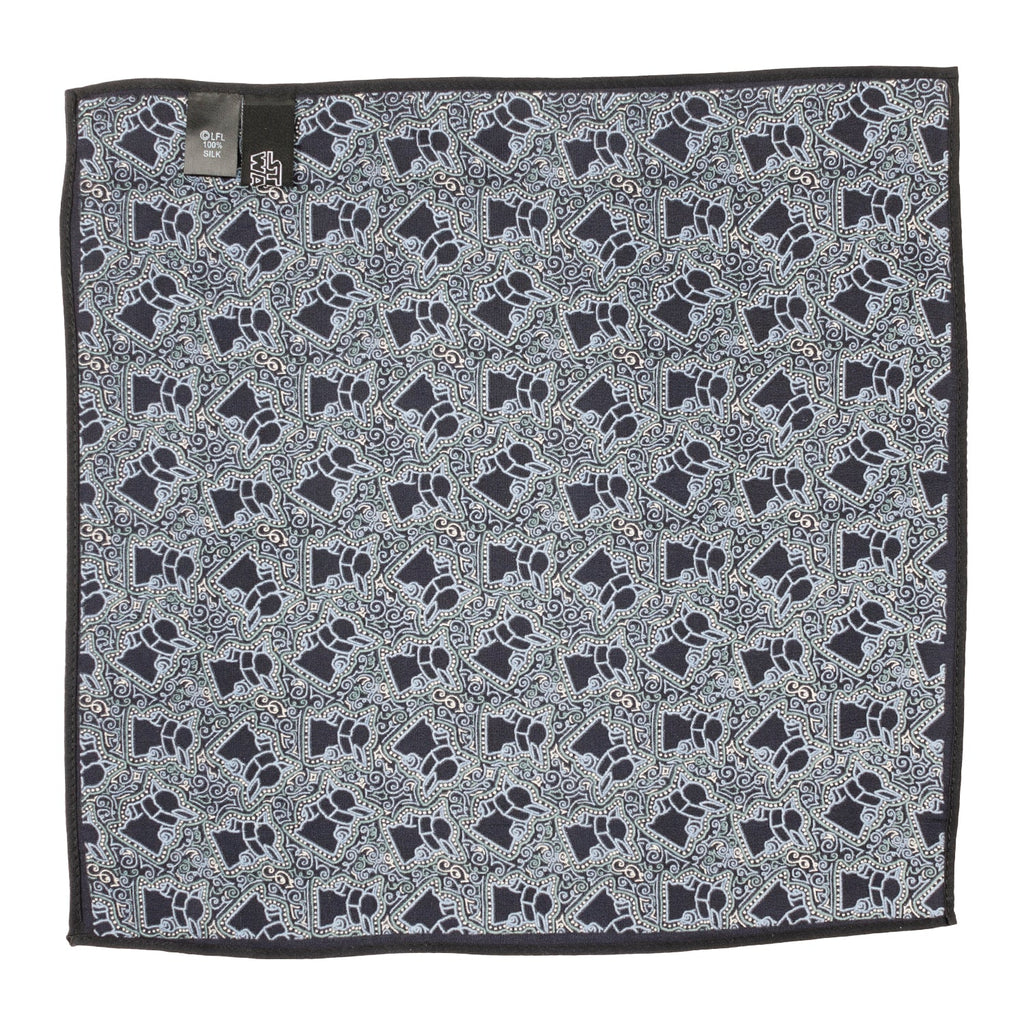 Star Wars Grogu Outline Pocket Square in Navy Blue 100% Silk - Image 4