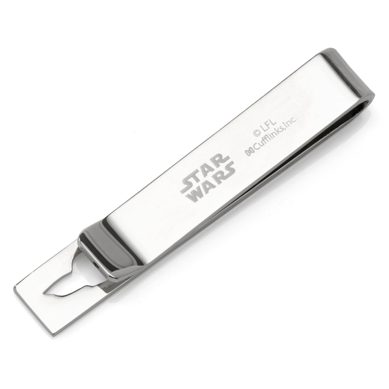 Star Wars Grogu Cutout Tie Bar in Polished Silver Tone Metal - Image 3