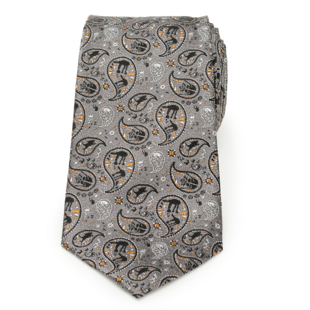 Star Wars Battle of Hoth Gray Paisley Silk Necktie - Image 3